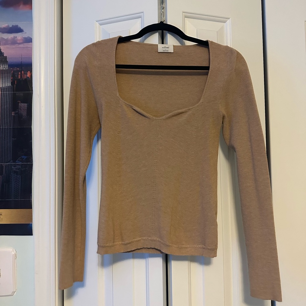 Wilfred Square Neck Long Sleeve Top - Taupe